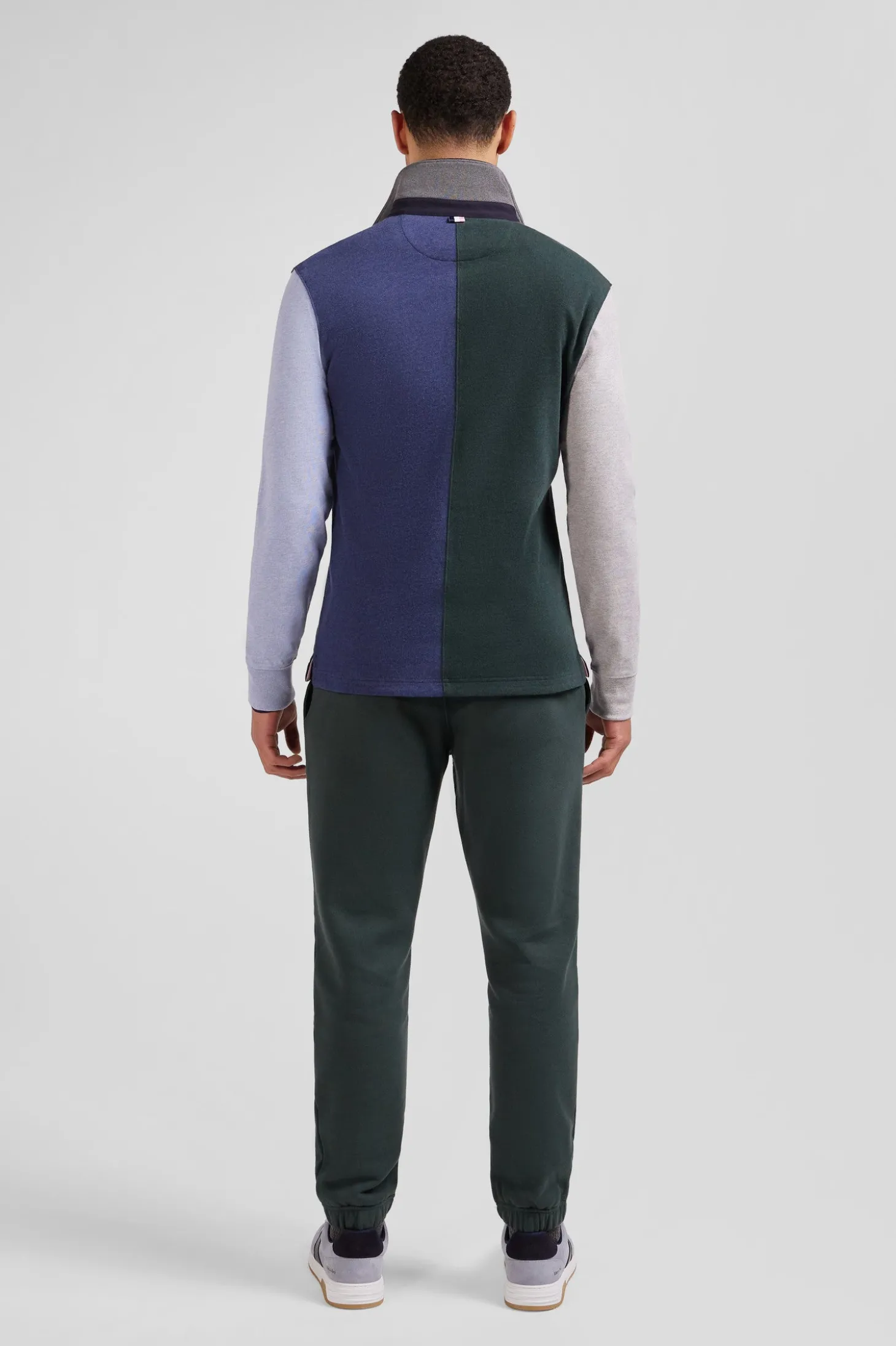 Maillot manches longues colorblock en coton vert coupe Regular