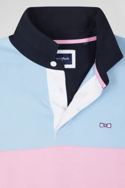 Maillot manches longues colorblock ciel en coton broderie dos Eden Park 10