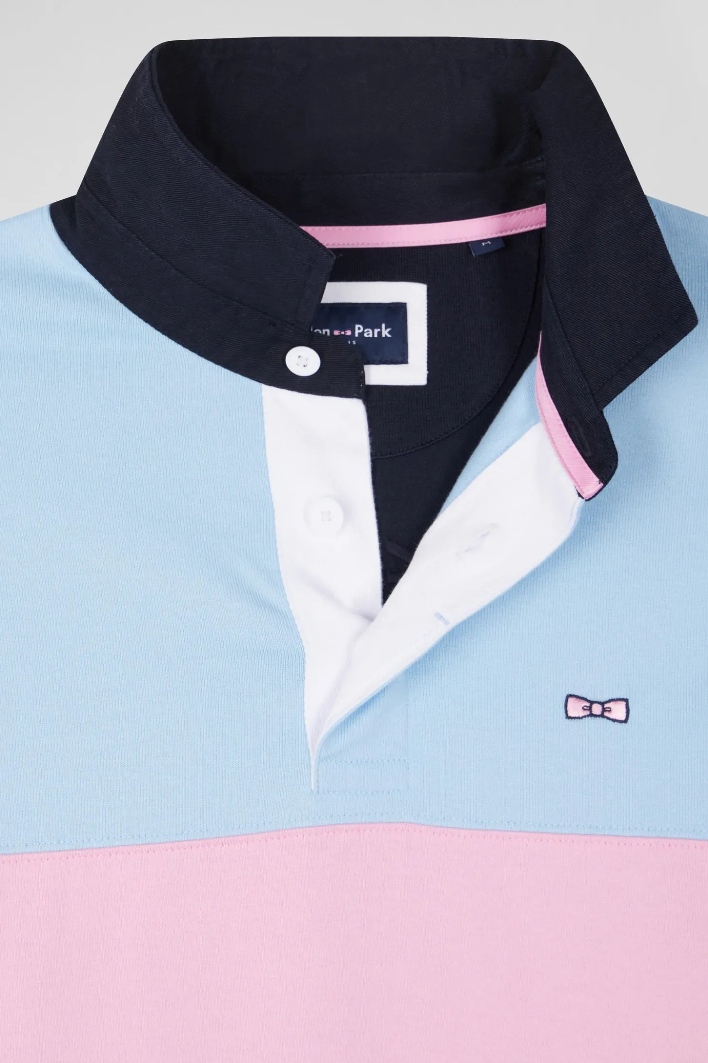 Maillot manches longues colorblock ciel en coton broderie dos Eden Park 10