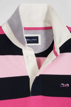 Maillot manches longues cerclé rose coupe Regular