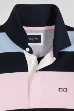 Maillot manches longues cerclé en coton ciel coupe Regular