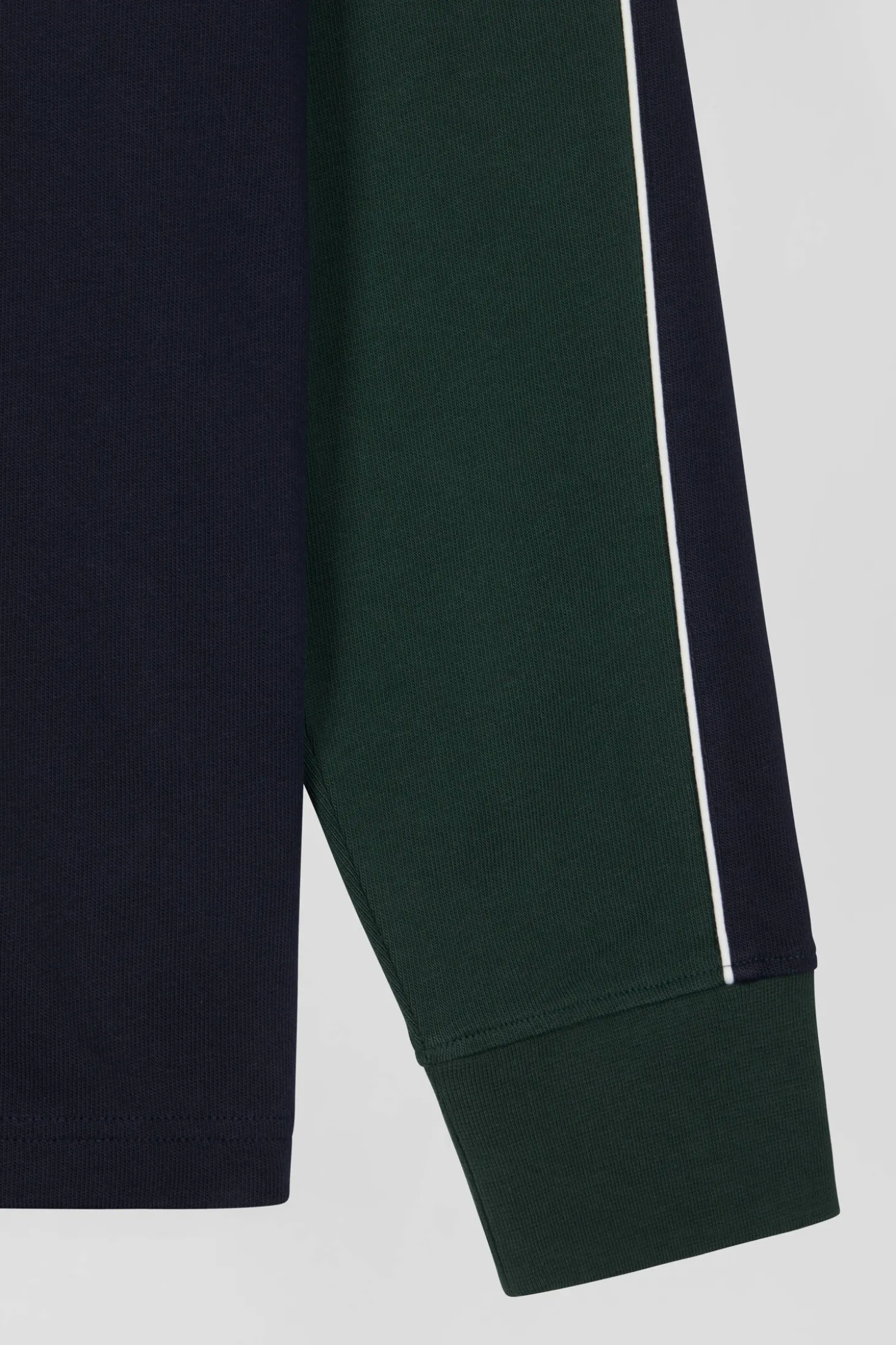 Maillot manches longues colorblock en coton vert et marine coupe Regular