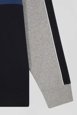 Maillot manches longues colorblock en coton bleu et gris coupe Regular