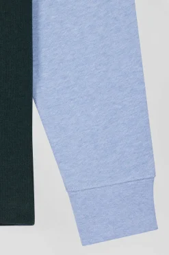 Maillot manches longues colorblock en coton vert coupe Regular