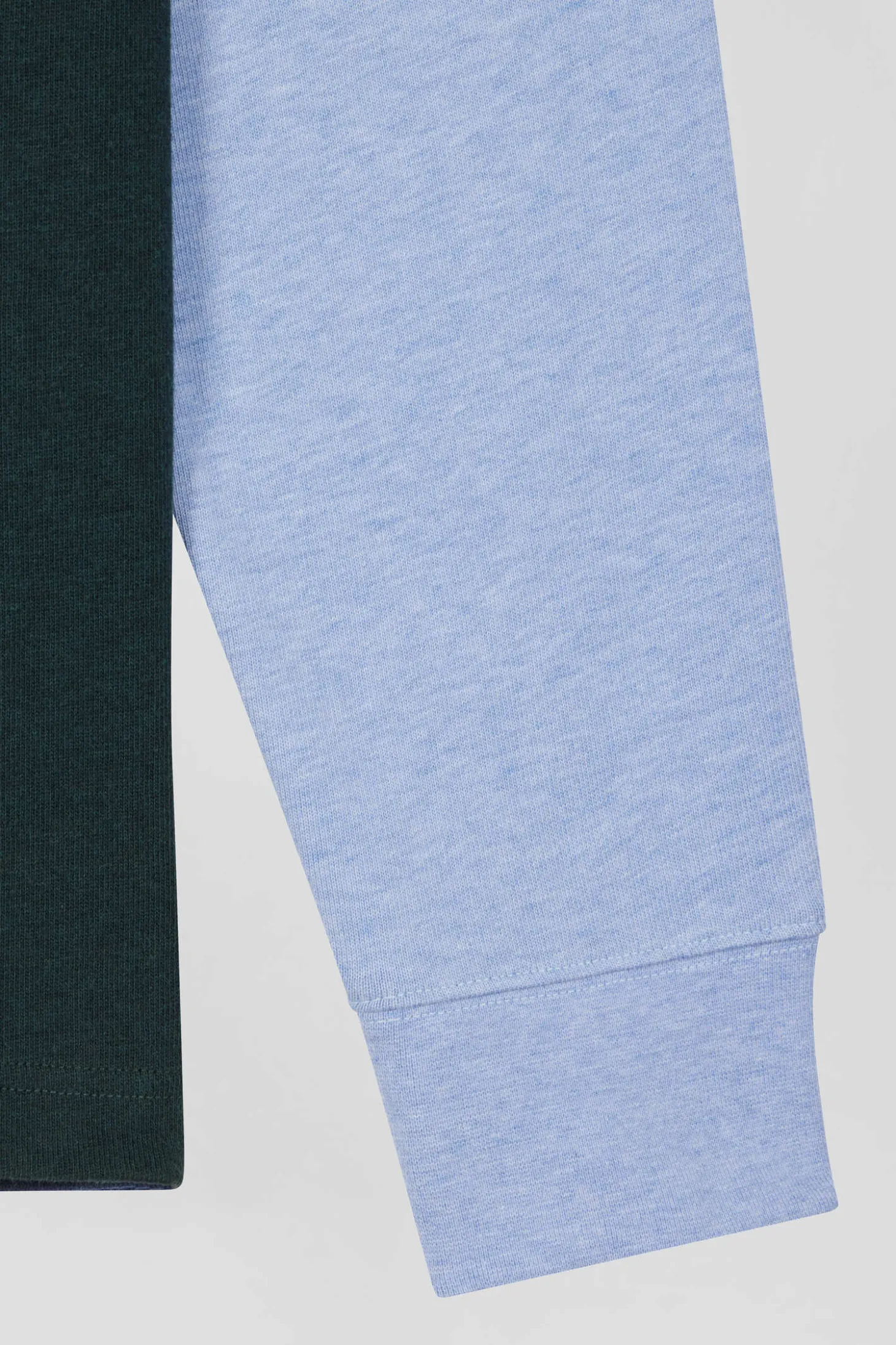 Maillot manches longues colorblock en coton vert coupe Regular