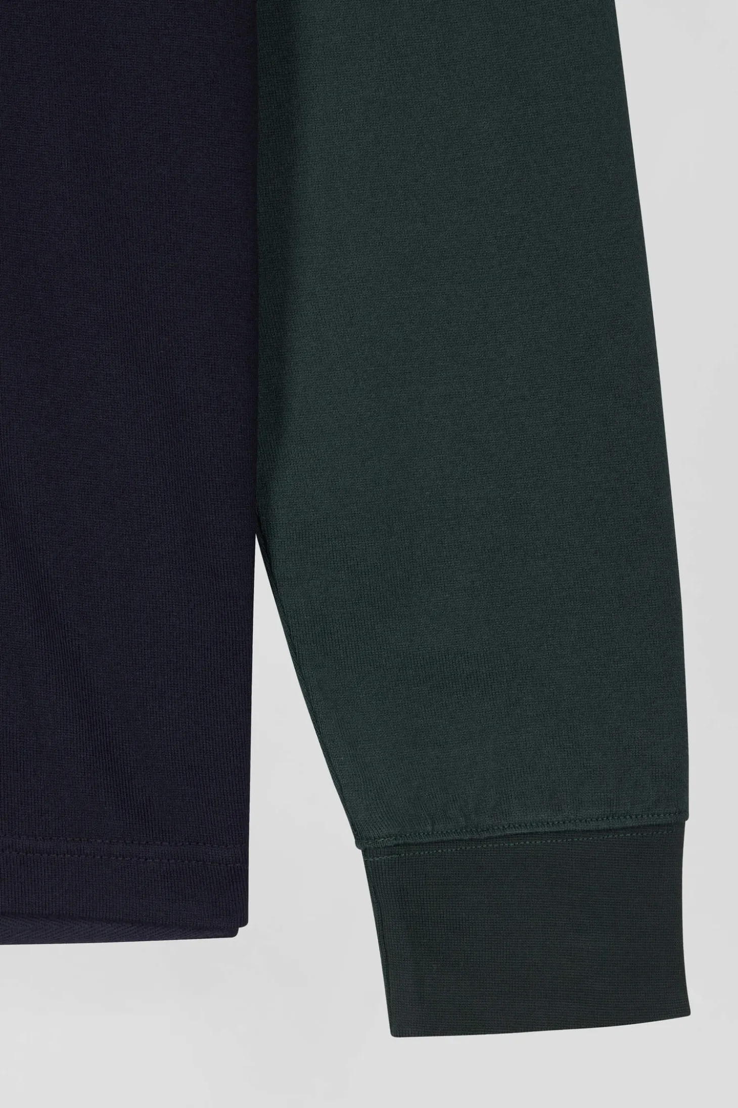 Maillot manches longues colorblock vert en coton broderie dos coupe Regular