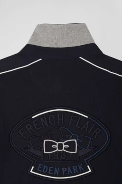 Maillot manches longues colorblock en coton bleu et gris coupe Regular