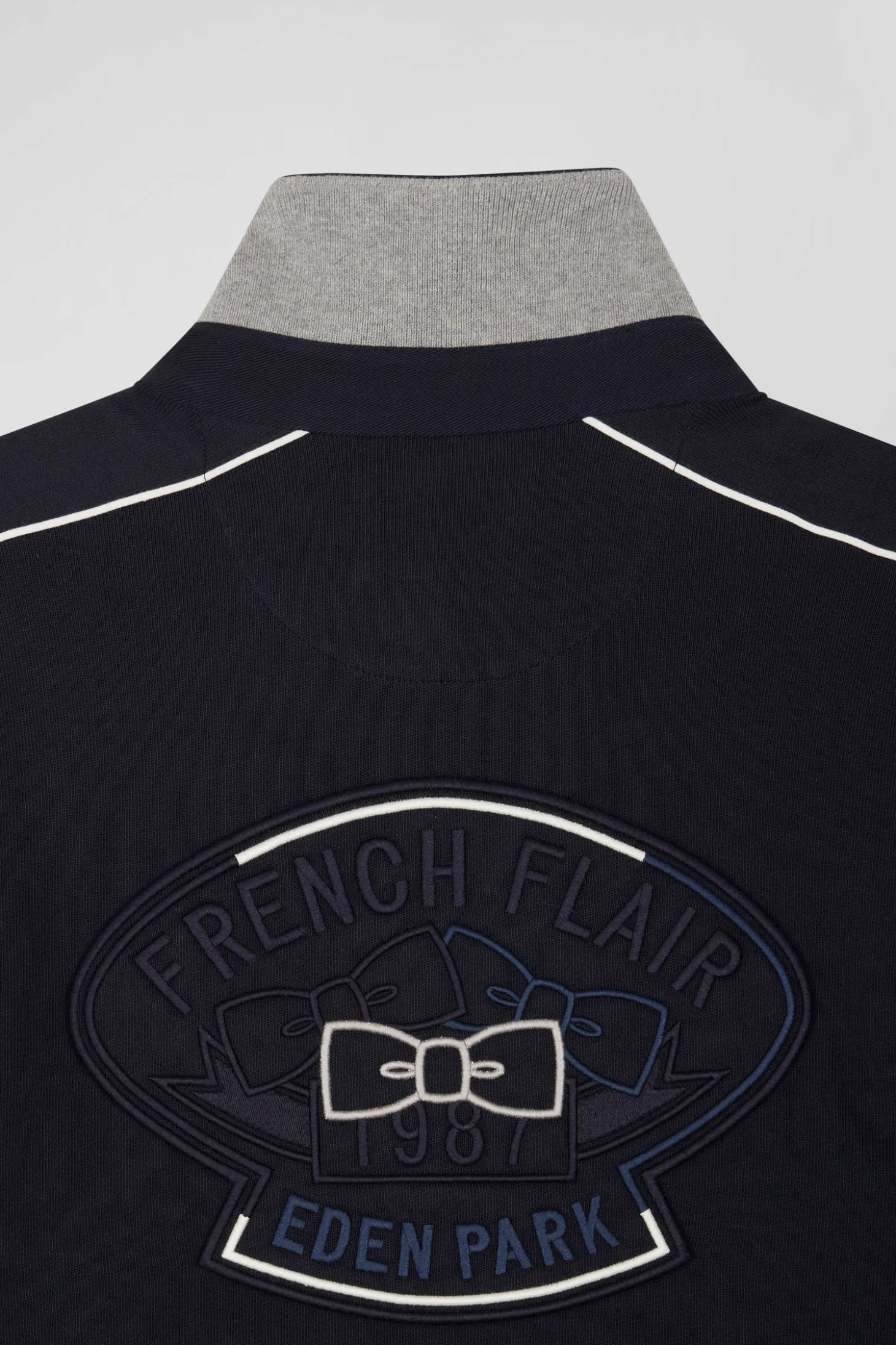Maillot manches longues colorblock en coton bleu et gris coupe Regular