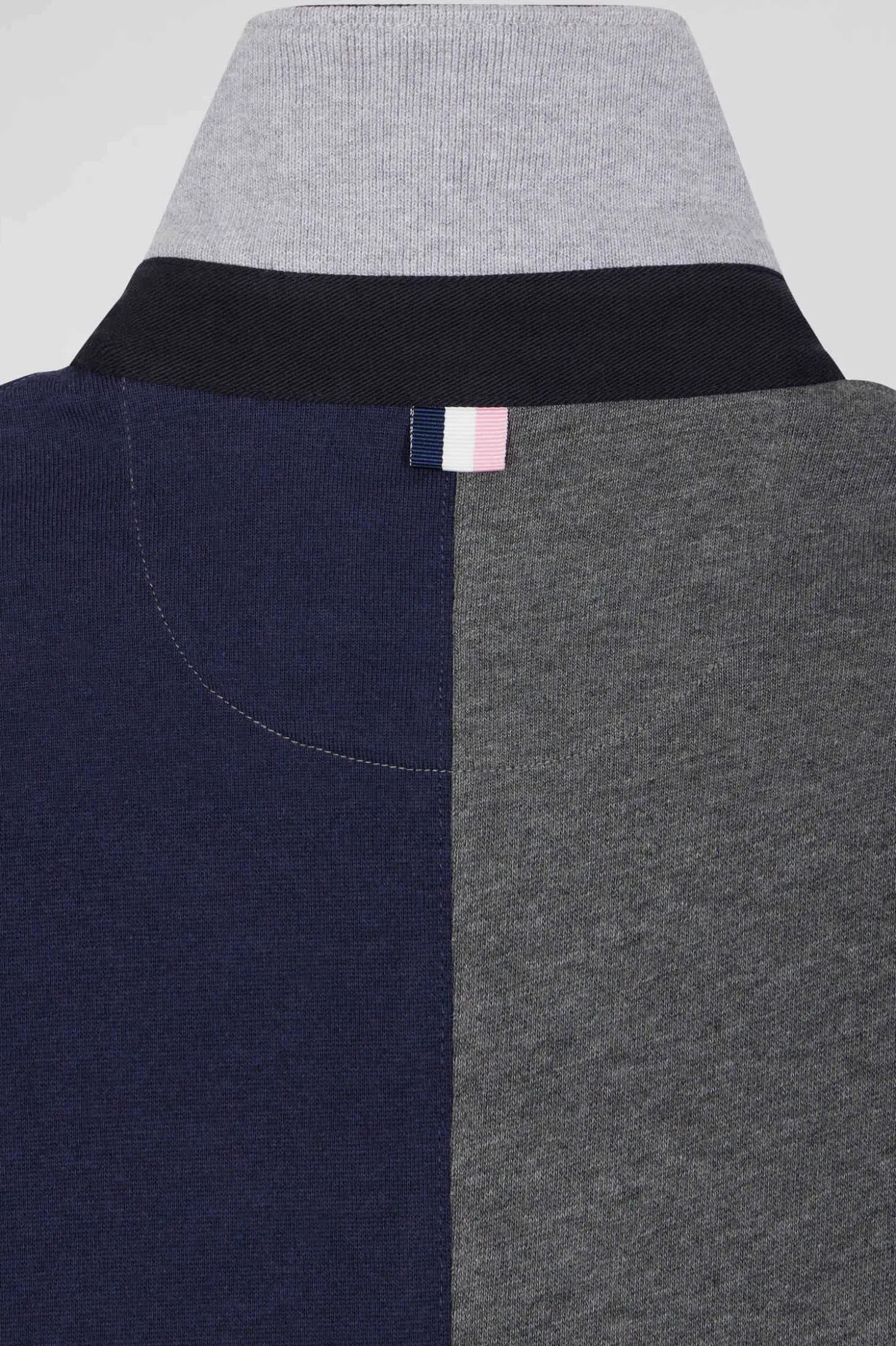 Maillot manches longues colorblock en coton gris coupe Regular