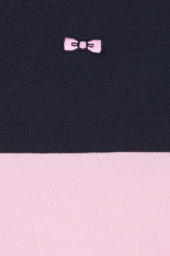 Maillot manches longues cerclé en coton bleu marine et rose coupe Regular
