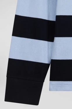 Maillot manches longues cerclé en coton ciel coupe Regular