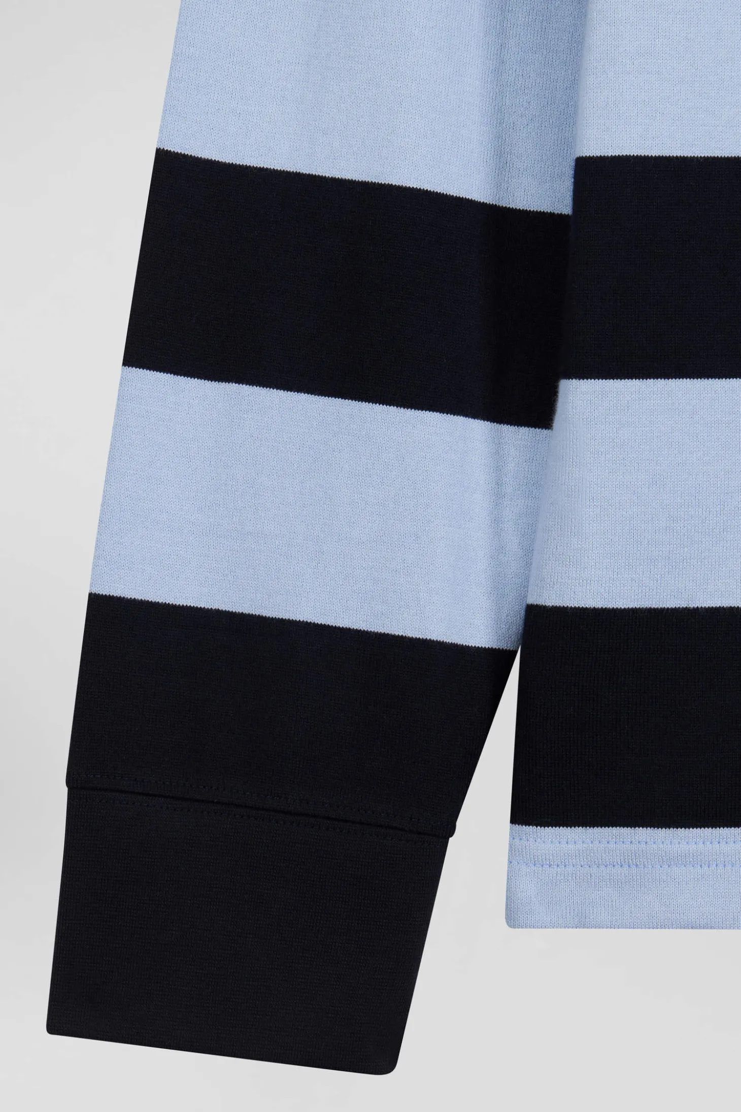Maillot manches longues cerclé en coton ciel coupe Regular