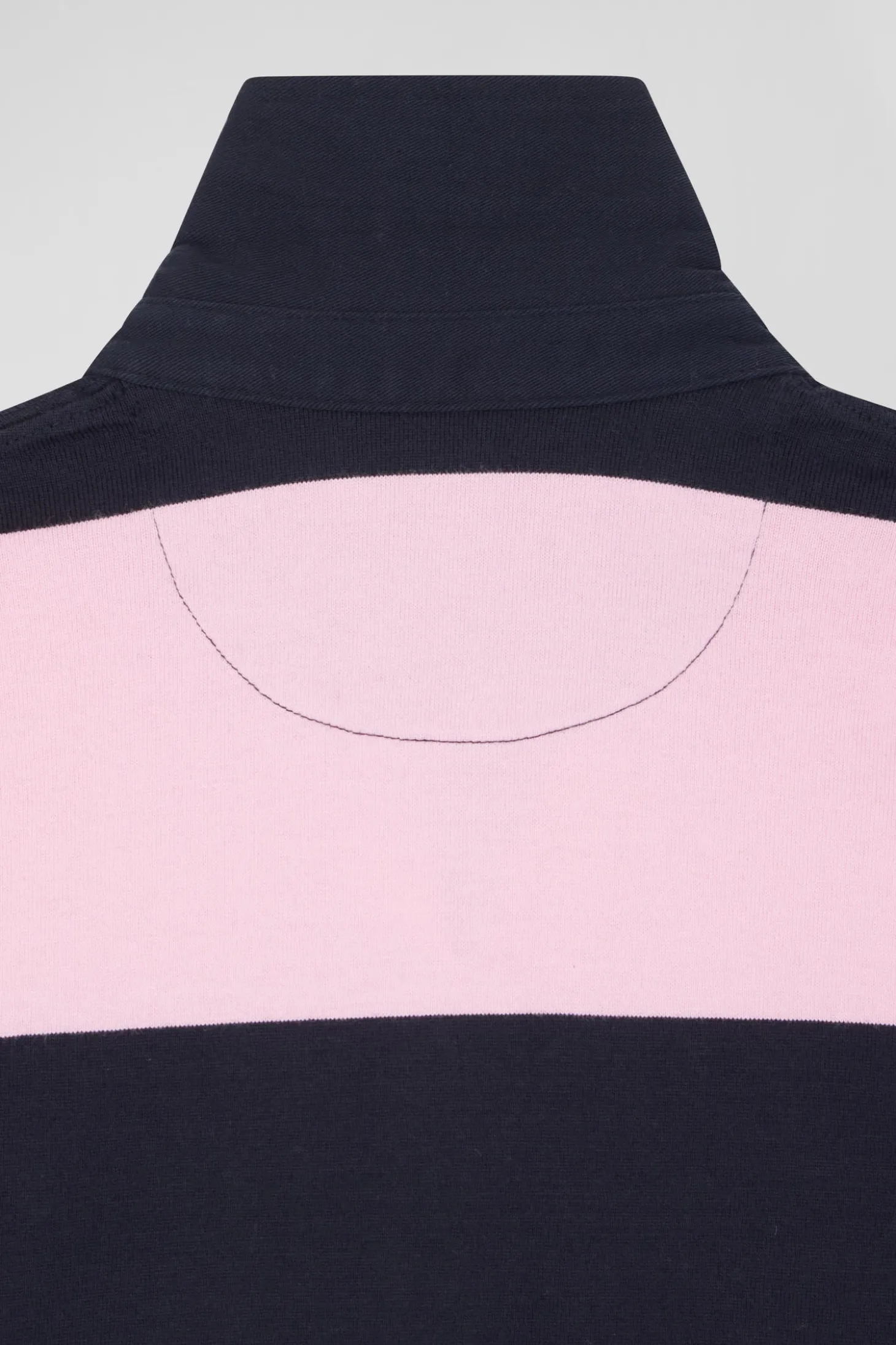 Maillot manches longues cerclé en coton marine et rose coupe Relaxed