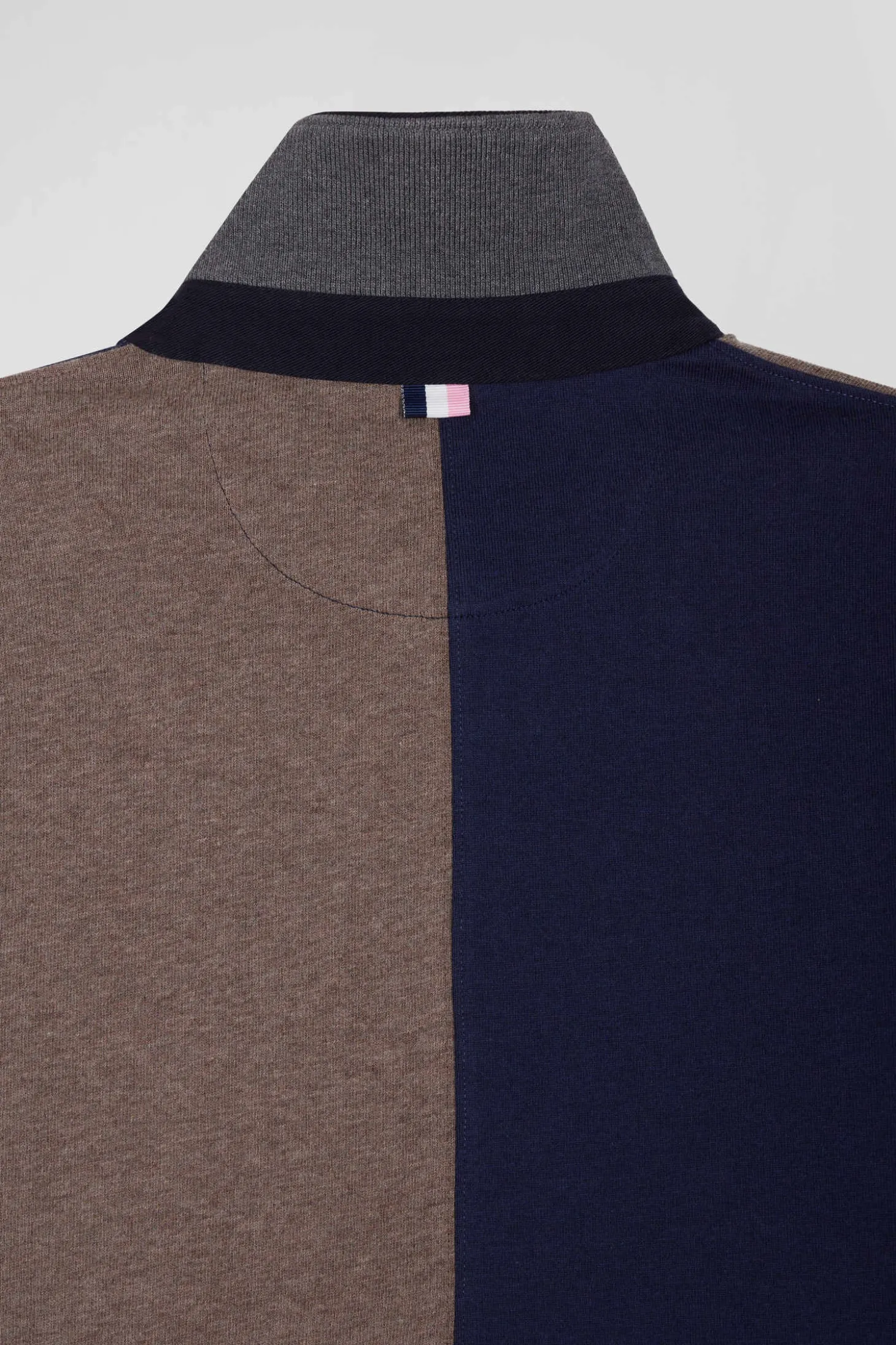 Maillot manches longues colorblock en coton bleu marine coupe Regular