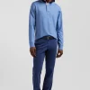 Maillot manches longues en coton Pima bleu coupe Regular