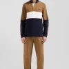 Maillot manches longues en coton camel broderie dos et passepoil coupe Regular