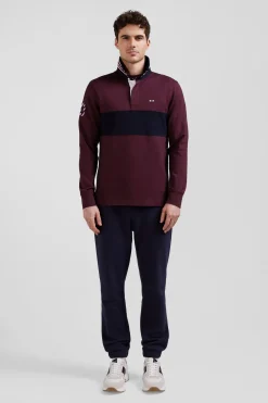 Maillot manches longues en coton bordeaux broderie manche 10 coupe Regular