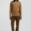 Maillot manches longues en coton Pima camel coupe Regular