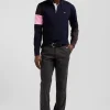 Maillot manches longues en coton marron broderie et applications de tissus cravate coupe Regular
