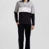Maillot manches longues en coton noir broderie dos et passepoil coupe Regular