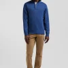 Maillot manches longues en coton Pima bleu foncé coupe Regular