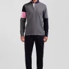 Maillot manches longues en coton gris broderie et applications de tissus cravate coupe Regular