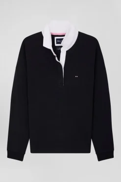 Maillot manches longues en coton bleu marine coupe Relaxed