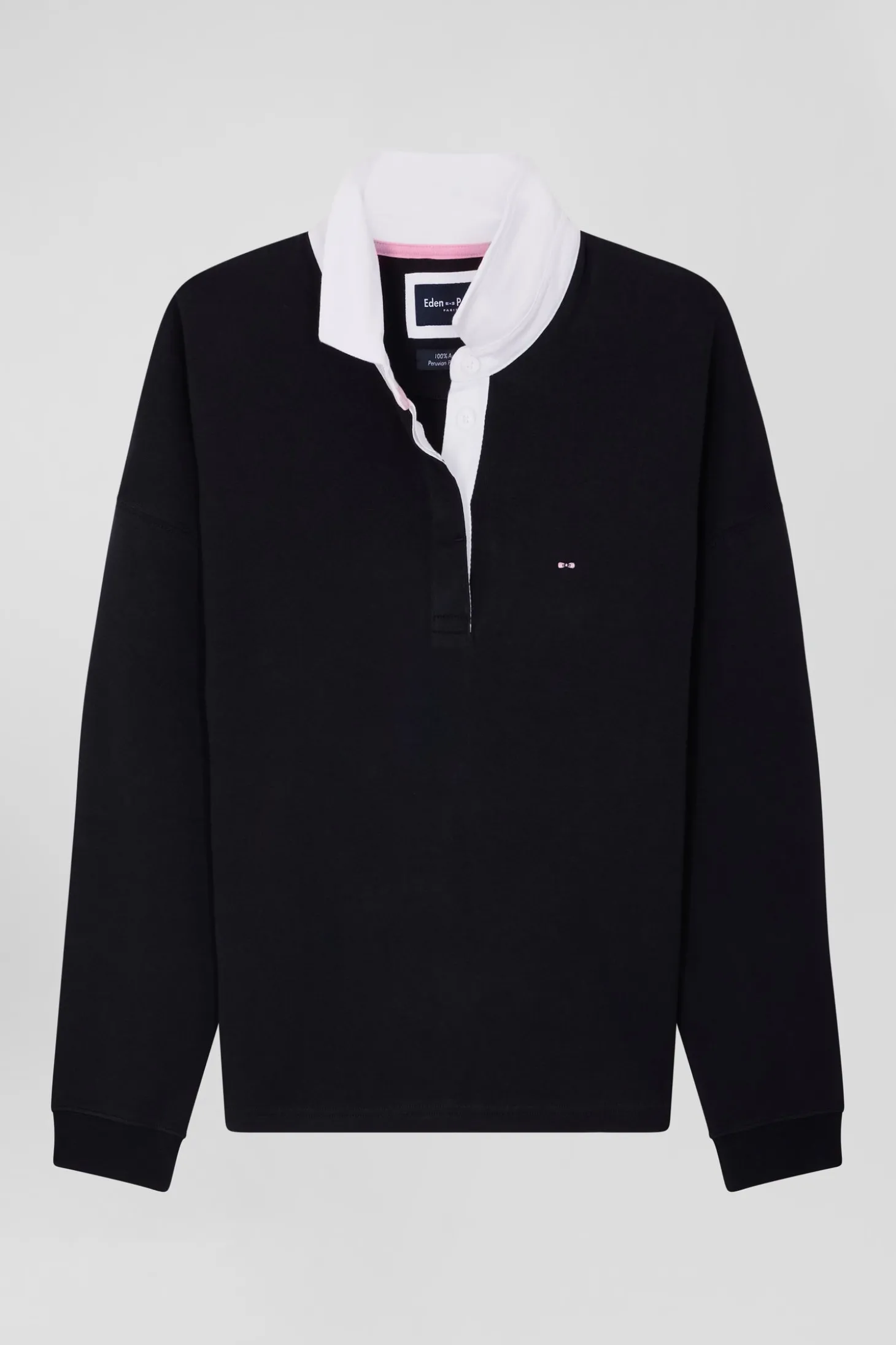 Maillot manches longues en coton bleu marine coupe Relaxed