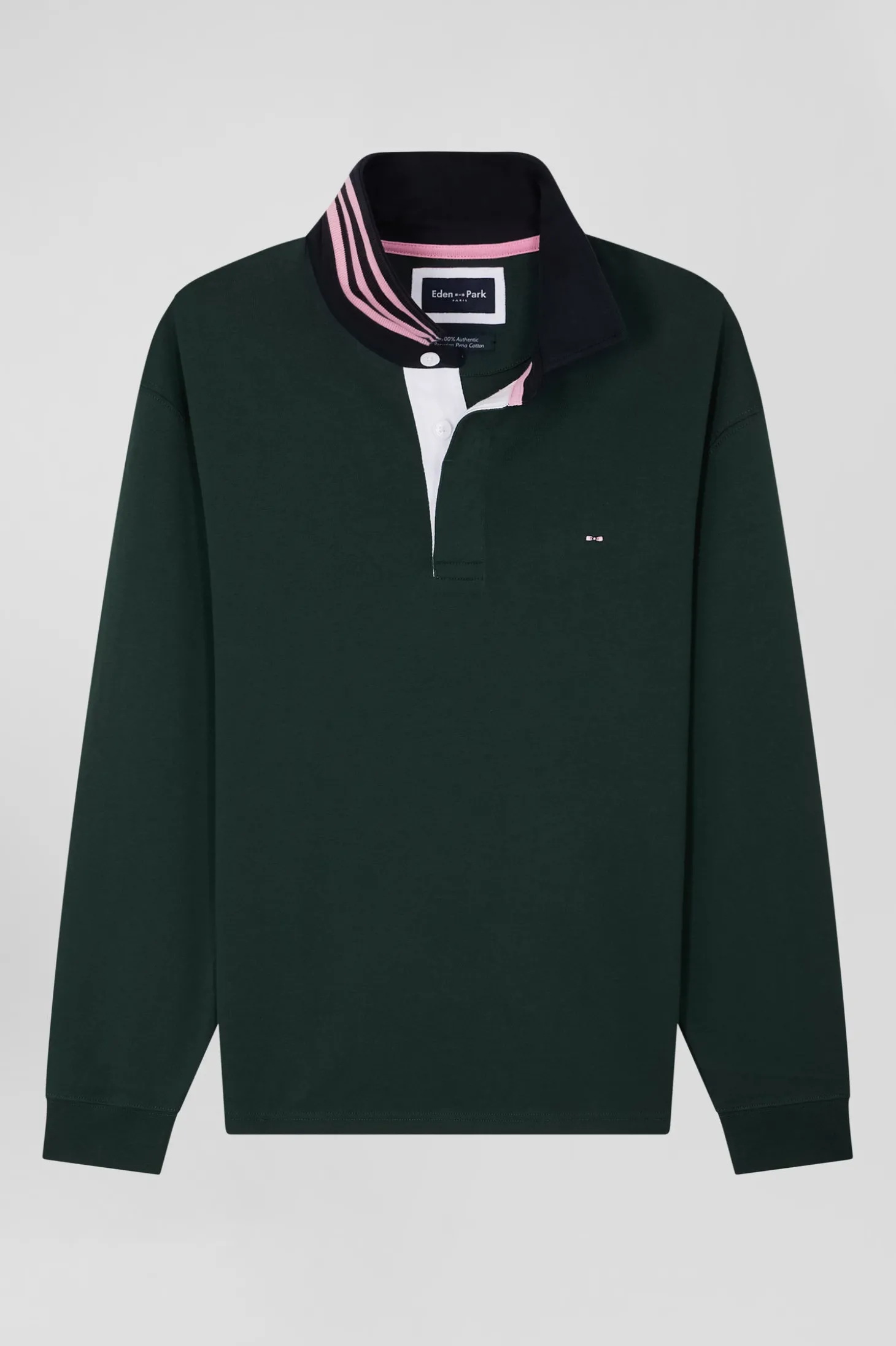 Maillot manches longues en coton Pima vert coupe Regular