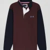 Maillot manches longues en coton bordeaux applications de tissu cravate cerclé coupe Regular