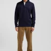 Maillot manches longues en coton Pima bleu marine coupe Regular