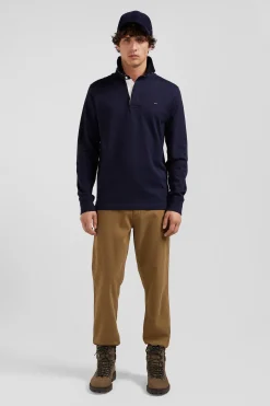 Maillot manches longues en coton Pima bleu marine coupe Regular
