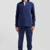 Maillot manches longues en coton bleu marine détails nœud papillon coupe Regular
