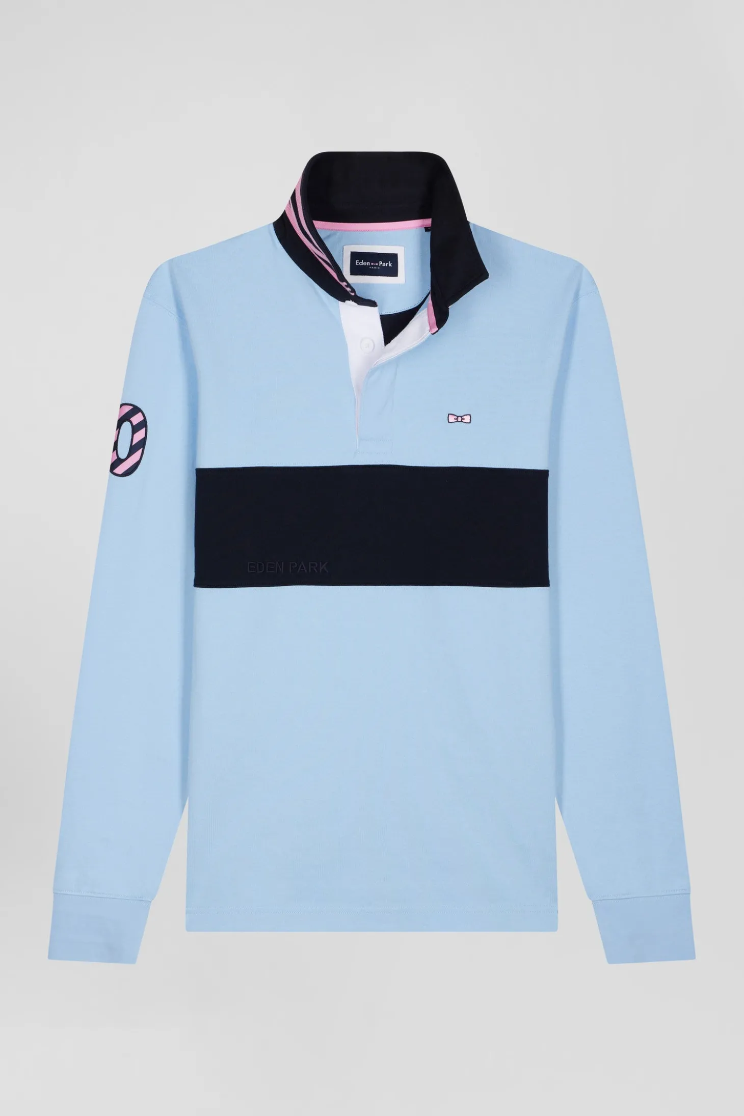 Maillot manches longues en coton ciel broderie manche 10 coupe Regular