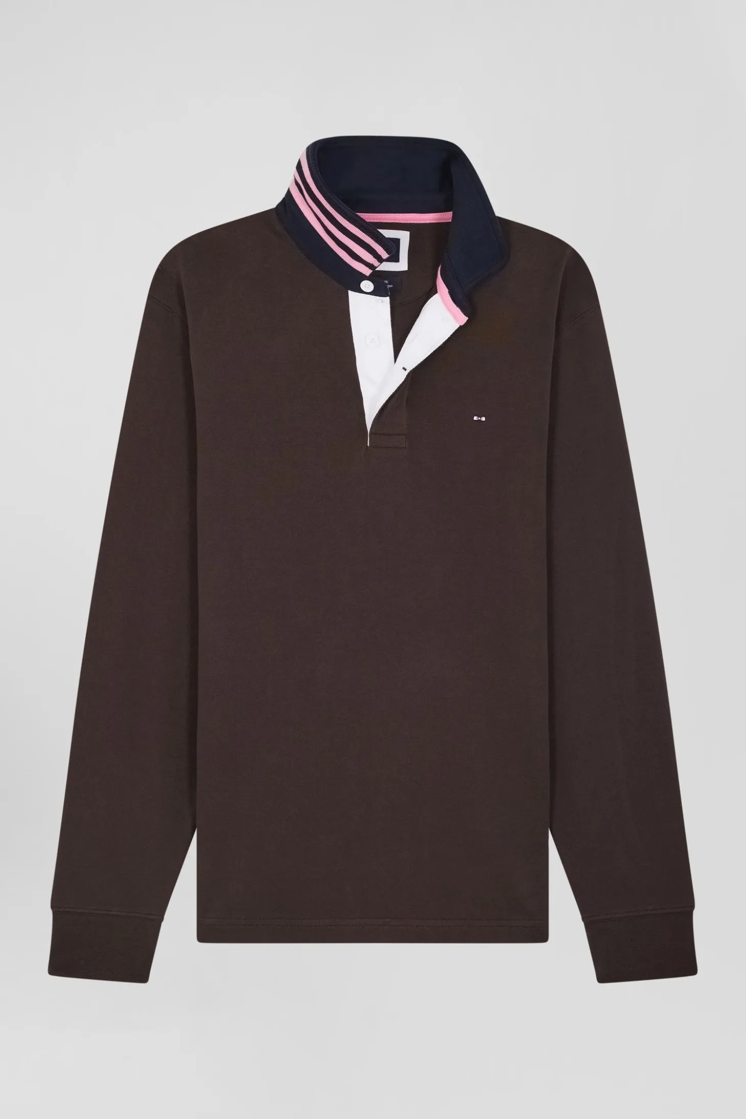 Maillot manches longues en coton Pima marron coupe Regular