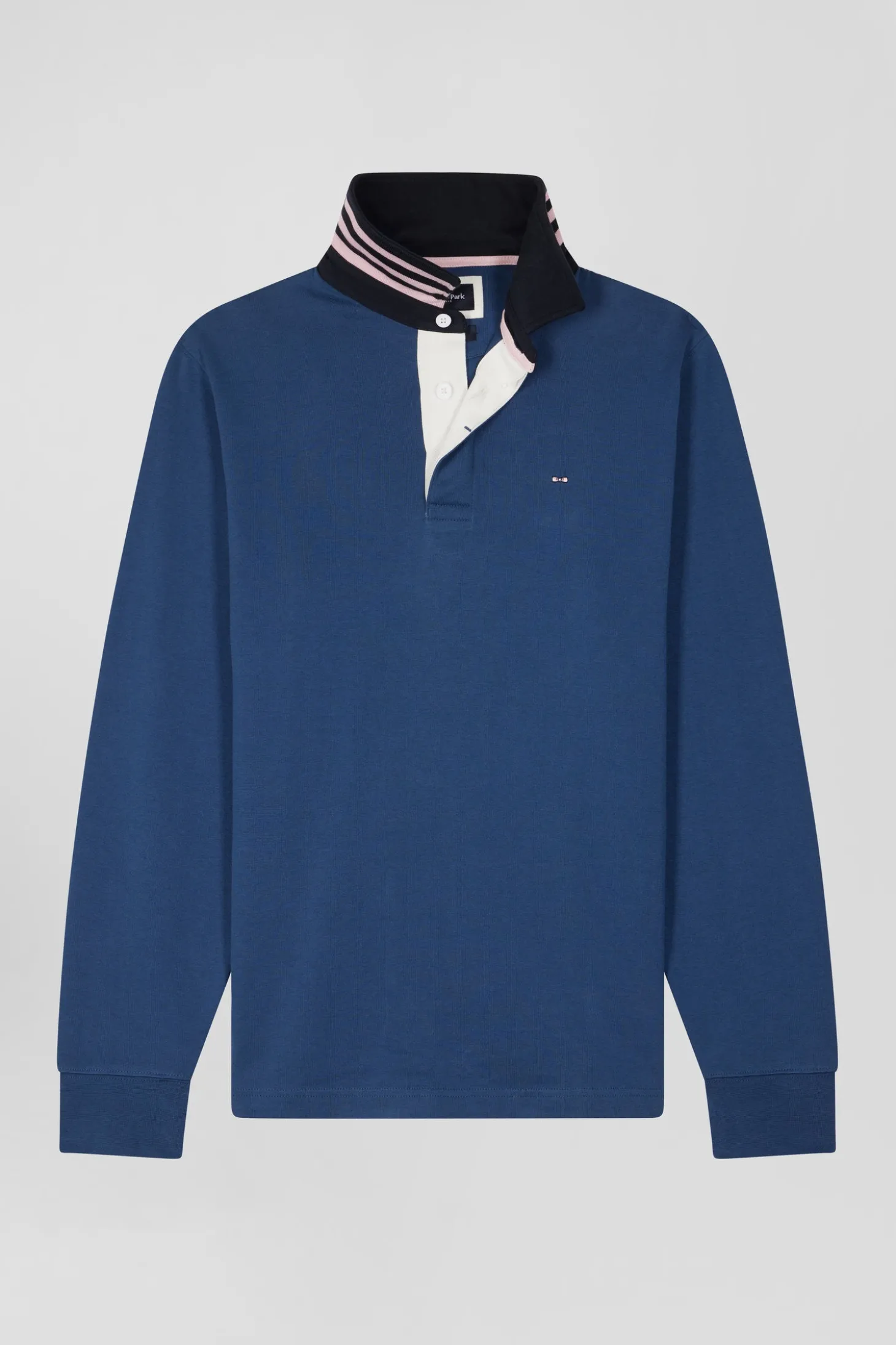 Maillot manches longues en coton Pima bleu foncé coupe Regular
