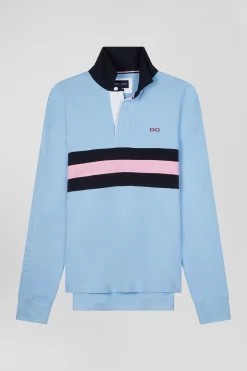 Maillot manches longues en coton ciel brodé coupe Relaxed