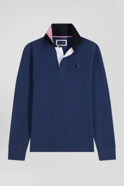 Maillot manches longues en coton bleu marine détails nœud papillon coupe Regular