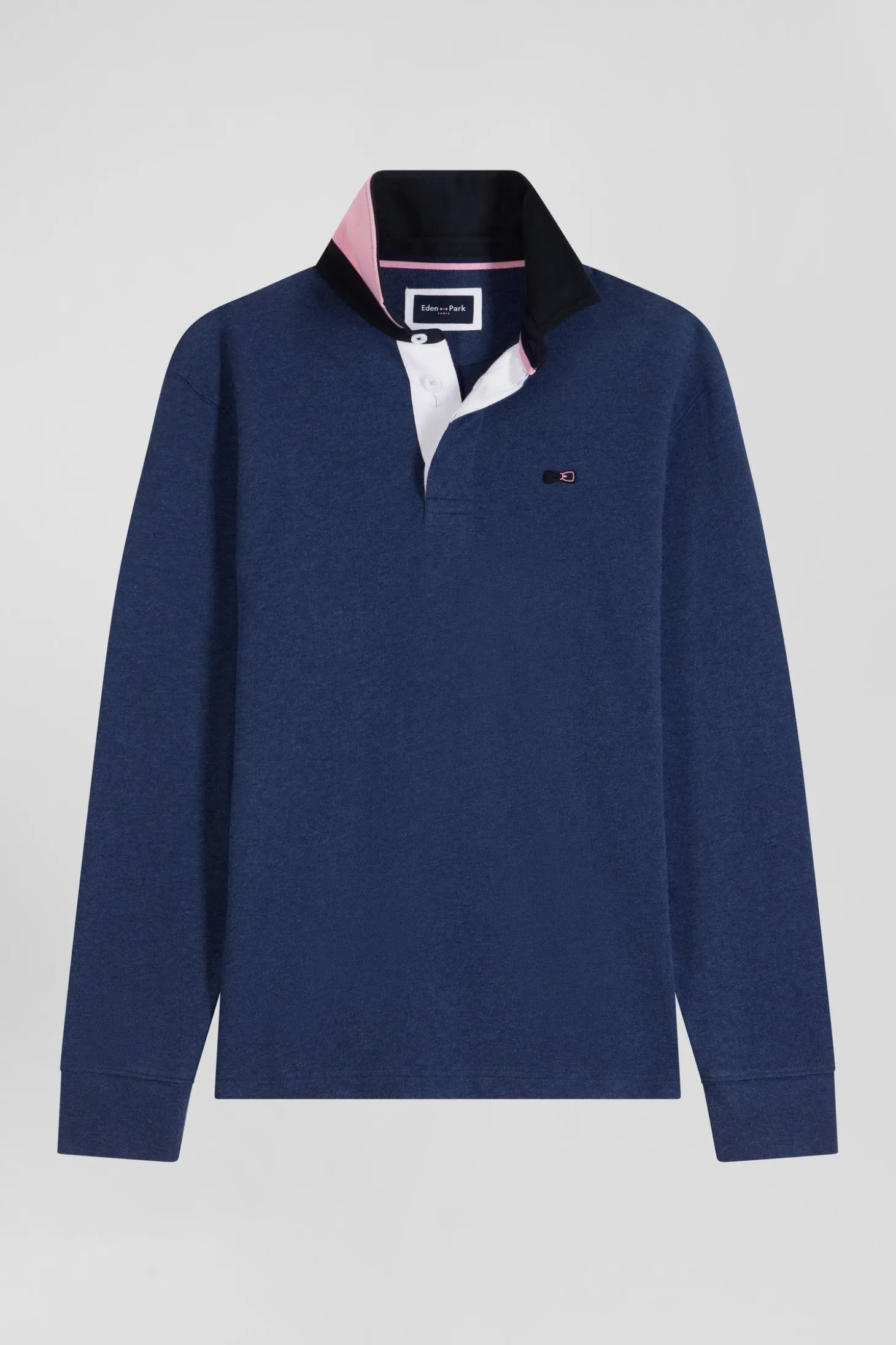 Maillot manches longues en coton bleu marine détails nœud papillon coupe Regular