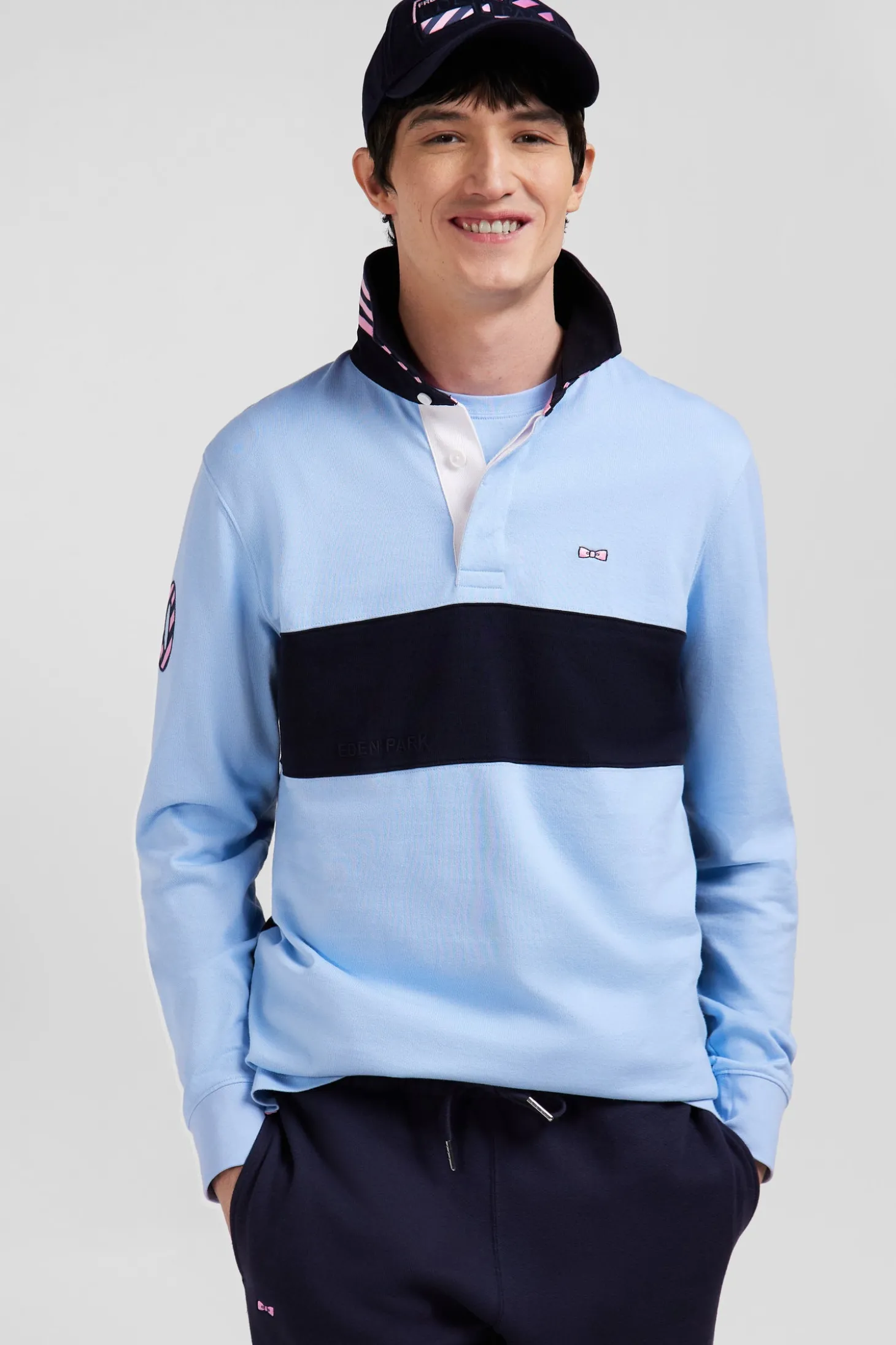 Maillot manches longues en coton ciel broderie manche 10 coupe Regular