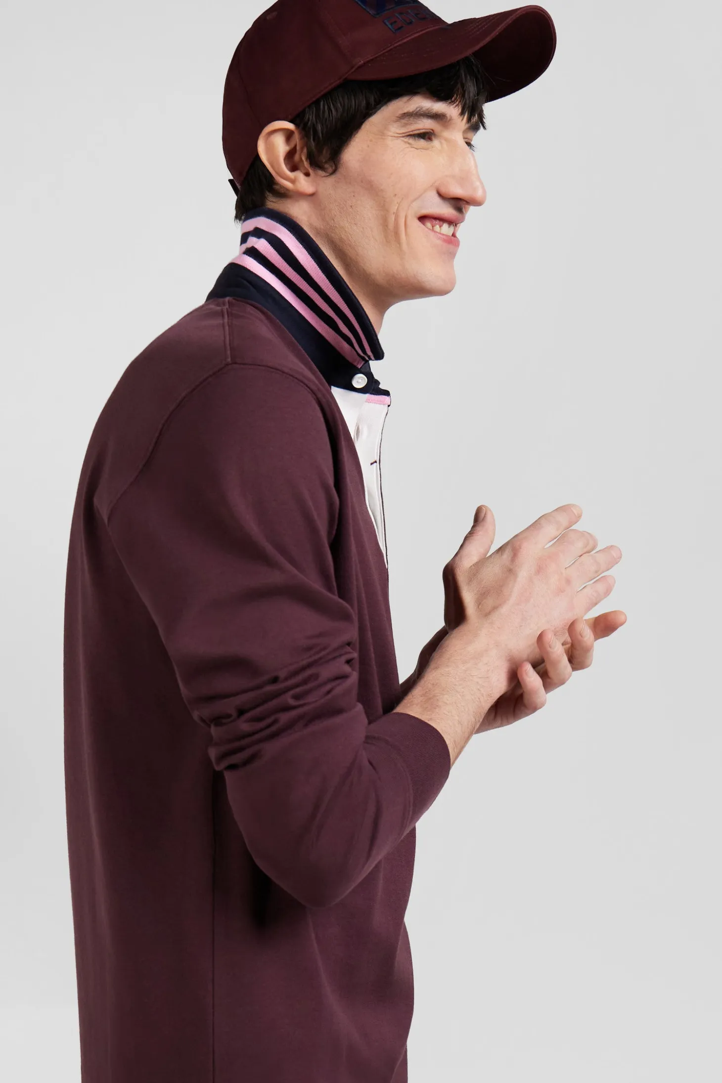 Maillot manches longues en coton Pima bordeaux coupe Regular