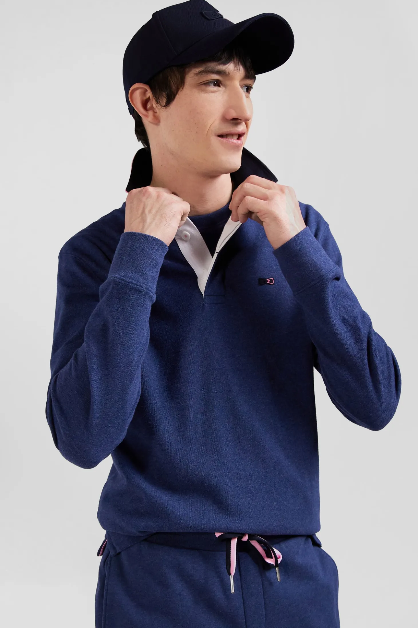 Maillot manches longues en coton bleu marine détails nœud papillon coupe Regular