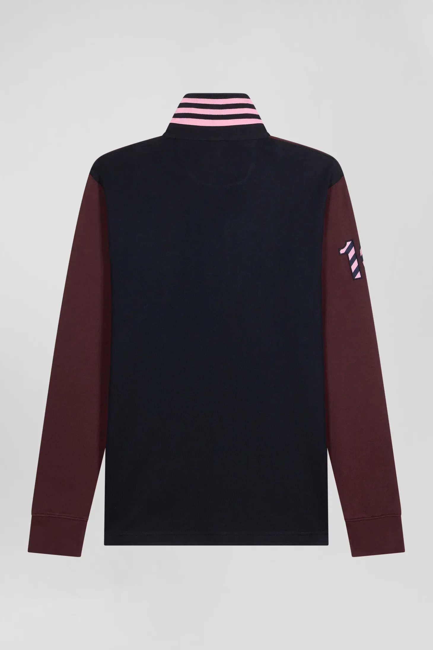 Maillot manches longues en coton bordeaux broderie manche 10 coupe Regular