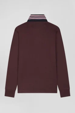 Maillot manches longues en coton Pima bordeaux coupe Regular