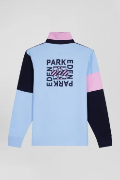 Maillot manches longues en coton marine broderie et applications de tissus cravate coupe Regular