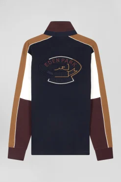 Maillot manches longues en coton bordeaux broderie dos et passepoil coupe Regular