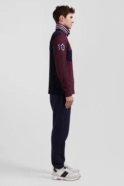 Maillot manches longues en coton bordeaux broderie manche 10 coupe Regular