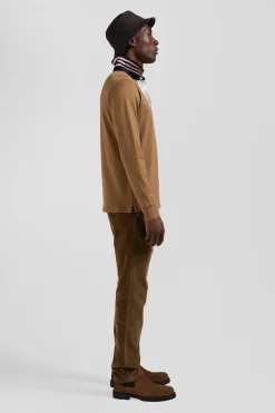 Maillot manches longues en coton Pima camel coupe Regular