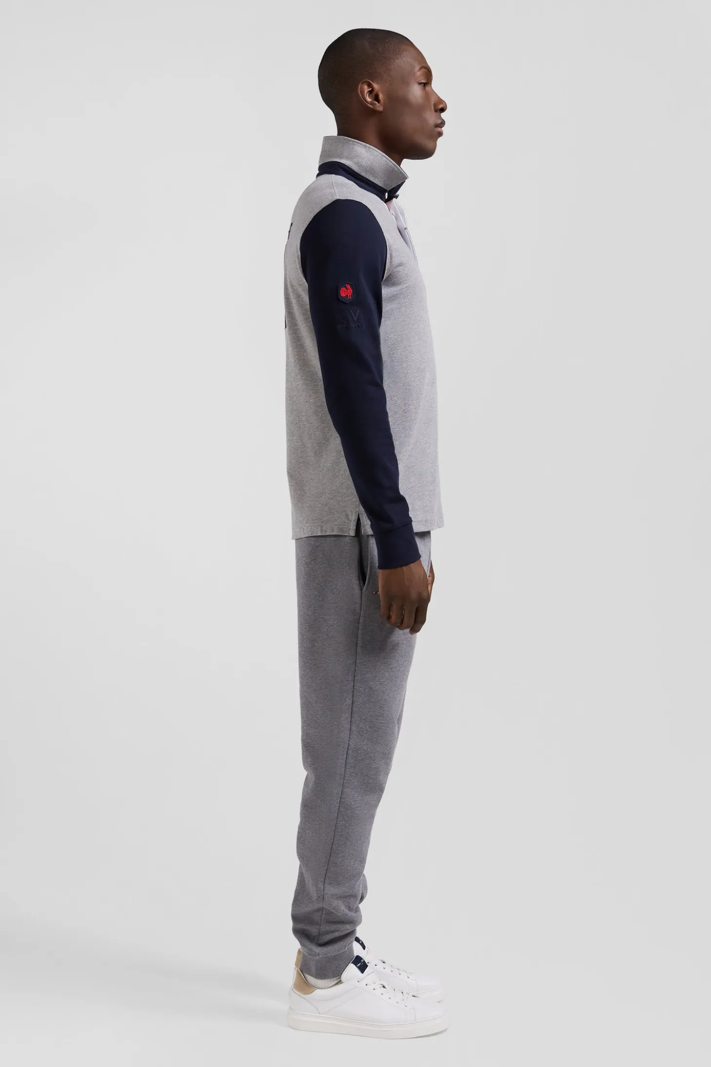 Maillot manches longues en coton gris coupe Regular