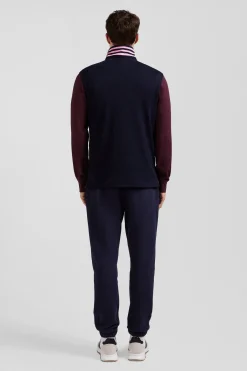 Maillot manches longues en coton bordeaux broderie manche 10 coupe Regular